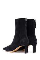 Woman Black Zippered Low Heel Suede Leather Boat | Derimod Woman Black Zippered Low Heel Suede Leather Boat | Derimod