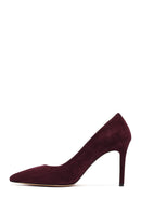 Kadın Bordo İnce Topuklu Süet Deri Stiletto | Derimod Kadın Bordo İnce Topuklu Süet Deri Stiletto | Derimod