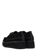 Kadın Siyah Kalın Tabanlı Bağcıklı Süet Deri Teddy Casual Ayakkabı | Derimod Kadın Siyah Kalın Tabanlı Bağcıklı Süet Deri Teddy Casual Ayakkabı | Derimod