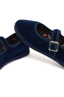 Women's Navy Blue Buckled Fabric Ballet Flats | Derimod Women's Navy Blue Buckled Fabric Ballet Flats | Derimod