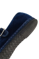 Women's Navy Blue Buckled Fabric Ballet Flats | Derimod Women's Navy Blue Buckled Fabric Ballet Flats | Derimod