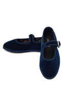 Women's Navy Blue Buckled Fabric Ballet Flats | Derimod Women's Navy Blue Buckled Fabric Ballet Flats | Derimod