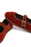 Women's Orange Buckled Fabric Ballet Flat | Derimod Women's Orange Buckled Fabric Ballet Flat | Derimod