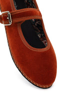 Women's Orange Buckled Fabric Ballet Flat | Derimod Women's Orange Buckled Fabric Ballet Flat | Derimod