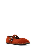 Women's Orange Buckled Fabric Ballet Flat | Derimod Women's Orange Buckled Fabric Ballet Flat | Derimod