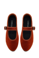 Women's Orange Buckled Fabric Ballet Flat | Derimod Women's Orange Buckled Fabric Ballet Flat | Derimod