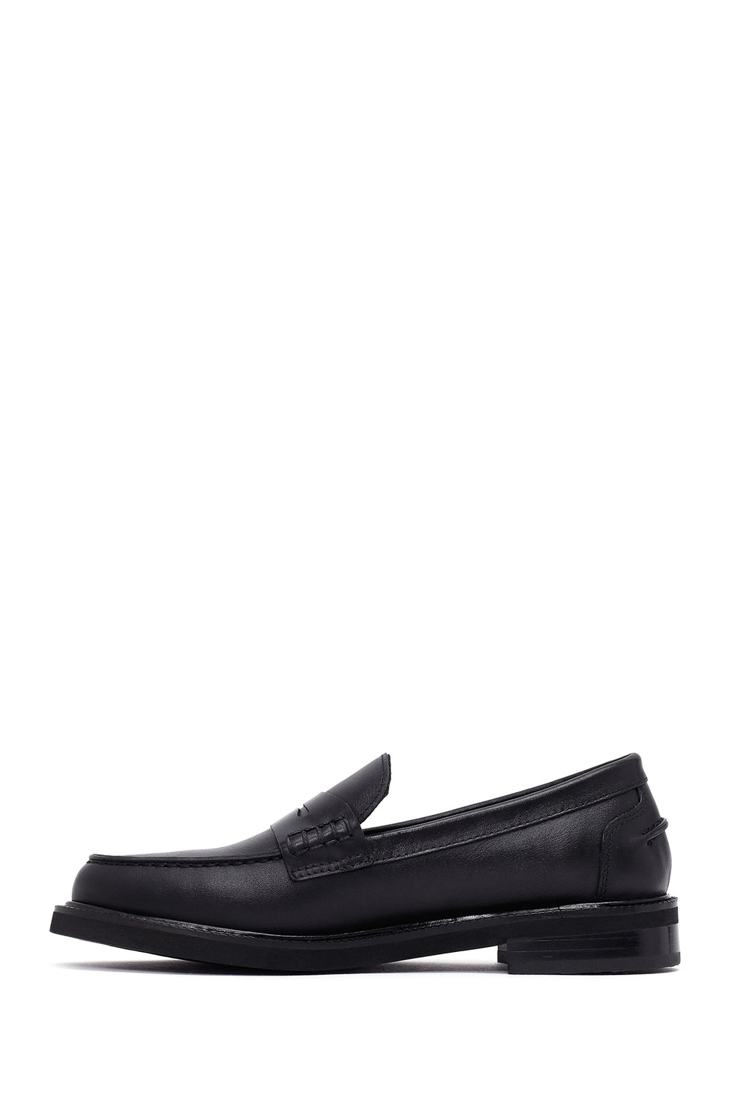 Kadın Siyah Deri Maskülen Loafer