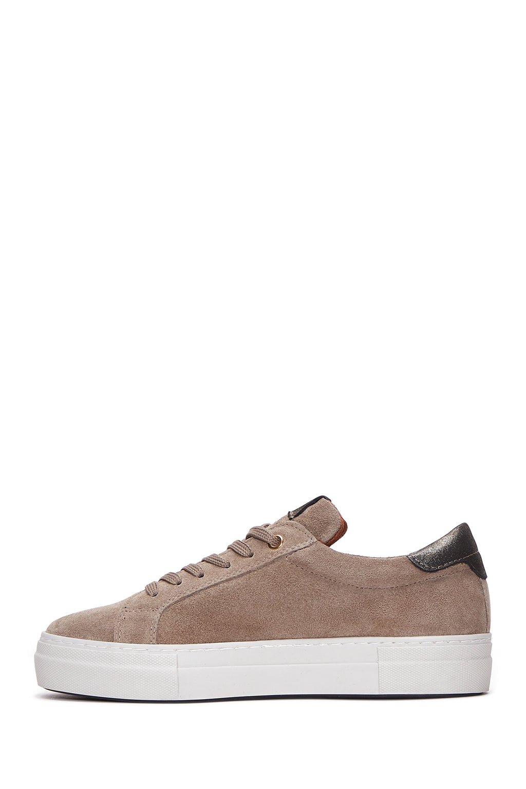 Kadın Vizon Bağcıklı Kalın Tabanlı Süet Deri Sneaker