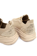 Derimod Zero Kadın Bej Bağcıklı Kalın Tabanlı Kumaş Sneaker | Derimod Derimod Zero Kadın Bej Bağcıklı Kalın Tabanlı Kumaş Sneaker | Derimod