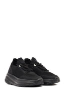 Derimod Zero Women's Black Lace-Up Thick-Soled Fabric Sneaker | Derimod Derimod Zero Women's Black Lace-Up Thick-Soled Fabric Sneaker | Derimod