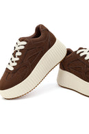 Kadın Kahverengi Bağcıklı Kalın Tabanlı Süet Sneaker | Derimod Kadın Kahverengi Bağcıklı Kalın Tabanlı Süet Sneaker | Derimod