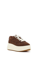 Women's Brown Lace-Up Thick-Soled Suede Sneaker | Derimod Women's Brown Lace-Up Thick-Soled Suede Sneaker | Derimod