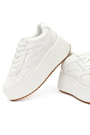 Women's White Thick-Soled Lace-Up Sneaker | Derimod Women's White Thick-Soled Lace-Up Sneaker | Derimod
