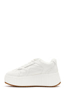 Women's White Thick-Soled Lace-Up Sneaker | Derimod Women's White Thick-Soled Lace-Up Sneaker | Derimod