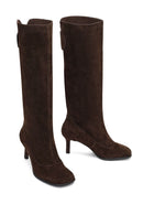 Women's Brown Thin Heeled Suede Leather Boot | Derimod Women's Brown Thin Heeled Suede Leather Boot | Derimod