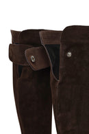 Women's Brown Thin Heeled Suede Leather Boot | Derimod Women's Brown Thin Heeled Suede Leather Boot | Derimod