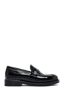 Kadın Siyah Rugan Deri Maskülen Loafer | Derimod Kadın Siyah Rugan Deri Maskülen Loafer | Derimod