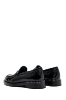 Kadın Siyah Rugan Deri Maskülen Loafer | Derimod Kadın Siyah Rugan Deri Maskülen Loafer | Derimod