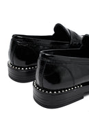 Kadın Siyah Rugan Deri Maskülen Loafer | Derimod Kadın Siyah Rugan Deri Maskülen Loafer | Derimod