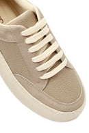 Women's Taupe Lace-Up Thick-Soled Sneaker | Derimod Women's Taupe Lace-Up Thick-Soled Sneaker | Derimod