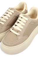 Women's Taupe Lace-Up Thick-Soled Sneaker | Derimod Women's Taupe Lace-Up Thick-Soled Sneaker | Derimod