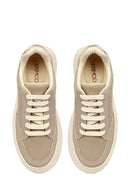 Women's Taupe Lace-Up Thick-Soled Sneaker | Derimod Women's Taupe Lace-Up Thick-Soled Sneaker | Derimod