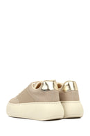 Women's Taupe Lace-Up Thick-Soled Sneaker | Derimod Women's Taupe Lace-Up Thick-Soled Sneaker | Derimod