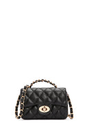 Women's Black Long Strap Quilted Crossbody Bag | Derimod Women's Black Long Strap Quilted Crossbody Bag | Derimod