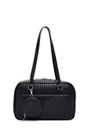 Kadın Siyah Kapitone Kol Çantası | Derimod Kadın Siyah Kapitone Kol Çantası | Derimod