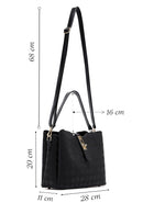 Women's Black Long Strap Printed Classic Shoulder Bag | Derimod Women's Black Long Strap Printed Classic Shoulder Bag | Derimod