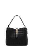 Women's Black Long Strap Printed Classic Shoulder Bag | Derimod Women's Black Long Strap Printed Classic Shoulder Bag | Derimod