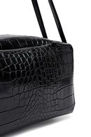Kadın Siyah Kroko Desenli Omuz Çantası | Derimod Kadın Siyah Kroko Desenli Omuz Çantası | Derimod