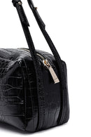 Kadın Siyah Kroko Desenli Omuz Çantası | Derimod Kadın Siyah Kroko Desenli Omuz Çantası | Derimod
