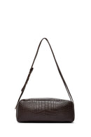 Women's Brown Crocodile Patterned Shoulder Bag | Derimod Women's Brown Crocodile Patterned Shoulder Bag | Derimod