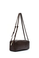 Women's Brown Crocodile Patterned Shoulder Bag | Derimod Women's Brown Crocodile Patterned Shoulder Bag | Derimod