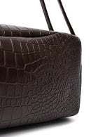 Women's Brown Crocodile Patterned Shoulder Bag | Derimod Women's Brown Crocodile Patterned Shoulder Bag | Derimod