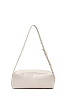 Women's Cream Crocodile Patterned Shoulder Bag | Derimod Women's Cream Crocodile Patterned Shoulder Bag | Derimod