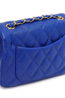 Kadın Mavi Uzun Askılı Kapitone Mini Çapraz Çanta | Derimod Kadın Mavi Uzun Askılı Kapitone Mini Çapraz Çanta | Derimod