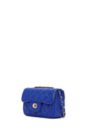 Kadın Mavi Uzun Askılı Kapitone Mini Çapraz Çanta | Derimod Kadın Mavi Uzun Askılı Kapitone Mini Çapraz Çanta | Derimod