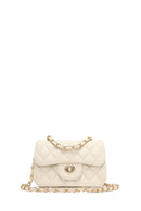 Women's Cream Long Strapped Quilted Mini Crossbody Bag | Derimod Women's Cream Long Strapped Quilted Mini Crossbody Bag | Derimod