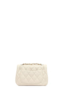 Women's Cream Long Strapped Quilted Mini Crossbody Bag | Derimod Women's Cream Long Strapped Quilted Mini Crossbody Bag | Derimod