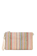 Women's Multi-Colored Long Chain Strap Straw Clutch Bag | Derimod Women's Multi-Colored Long Chain Strap Straw Clutch Bag | Derimod