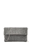 Women's Anthracite Long Chain Strap Straw Clutch Bag | Derimod Women's Anthracite Long Chain Strap Straw Clutch Bag | Derimod