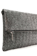 Women's Anthracite Long Chain Strap Straw Clutch Bag | Derimod Women's Anthracite Long Chain Strap Straw Clutch Bag | Derimod