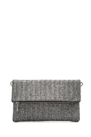 Women's Anthracite Long Chain Strap Straw Clutch Bag | Derimod Women's Anthracite Long Chain Strap Straw Clutch Bag | Derimod