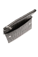 Women's Anthracite Long Chain Strap Straw Clutch Bag | Derimod Women's Anthracite Long Chain Strap Straw Clutch Bag | Derimod