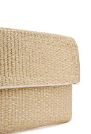 Women's Beige Long Chain Strap Straw Clutch Bag | Derimod Women's Beige Long Chain Strap Straw Clutch Bag | Derimod