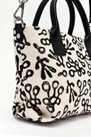 Kastamonu Stone Print Women's Black Long Strap Patterned Fabric Mini Handbag | Derimod Kastamonu Stone Print Women's Black Long Strap Patterned Fabric Mini Handbag | Derimod