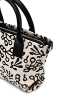 Kastamonu Stone Print Women's Black Long Strap Patterned Fabric Mini Handbag | Derimod Kastamonu Stone Print Women's Black Long Strap Patterned Fabric Mini Handbag | Derimod