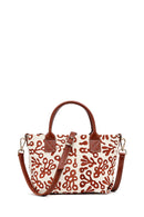 Kastamonu Stone Print Women's Brown Long Strap Patterned Fabric Mini Handbag | Derimod Kastamonu Stone Print Women's Brown Long Strap Patterned Fabric Mini Handbag | Derimod